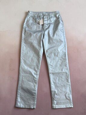 SUPERDOWN Silver Straight Leg Metallic Jeans Size 28 NEW NWT